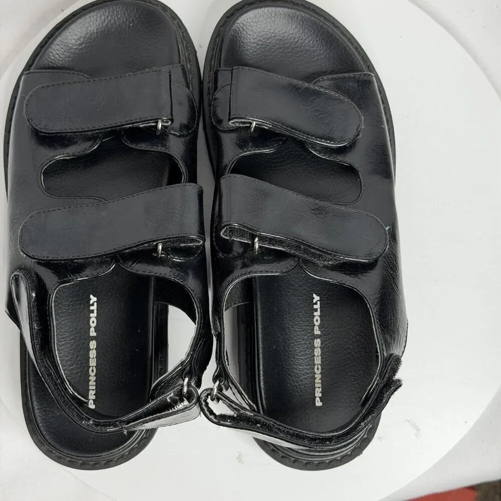 Princess Polly Rue Chunky Platform Sandals Black Slingback Shoes Size‎ 6